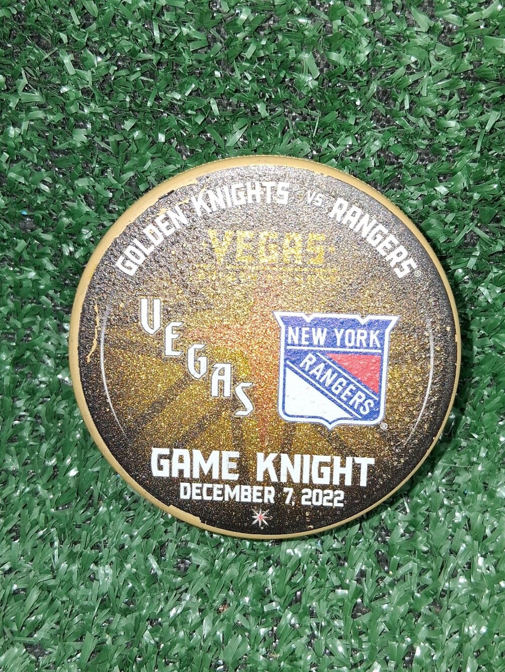 Vegas Golden Knights Vs NY Rangers Official Game Puck 12/7/22 NHL Ltd Ed